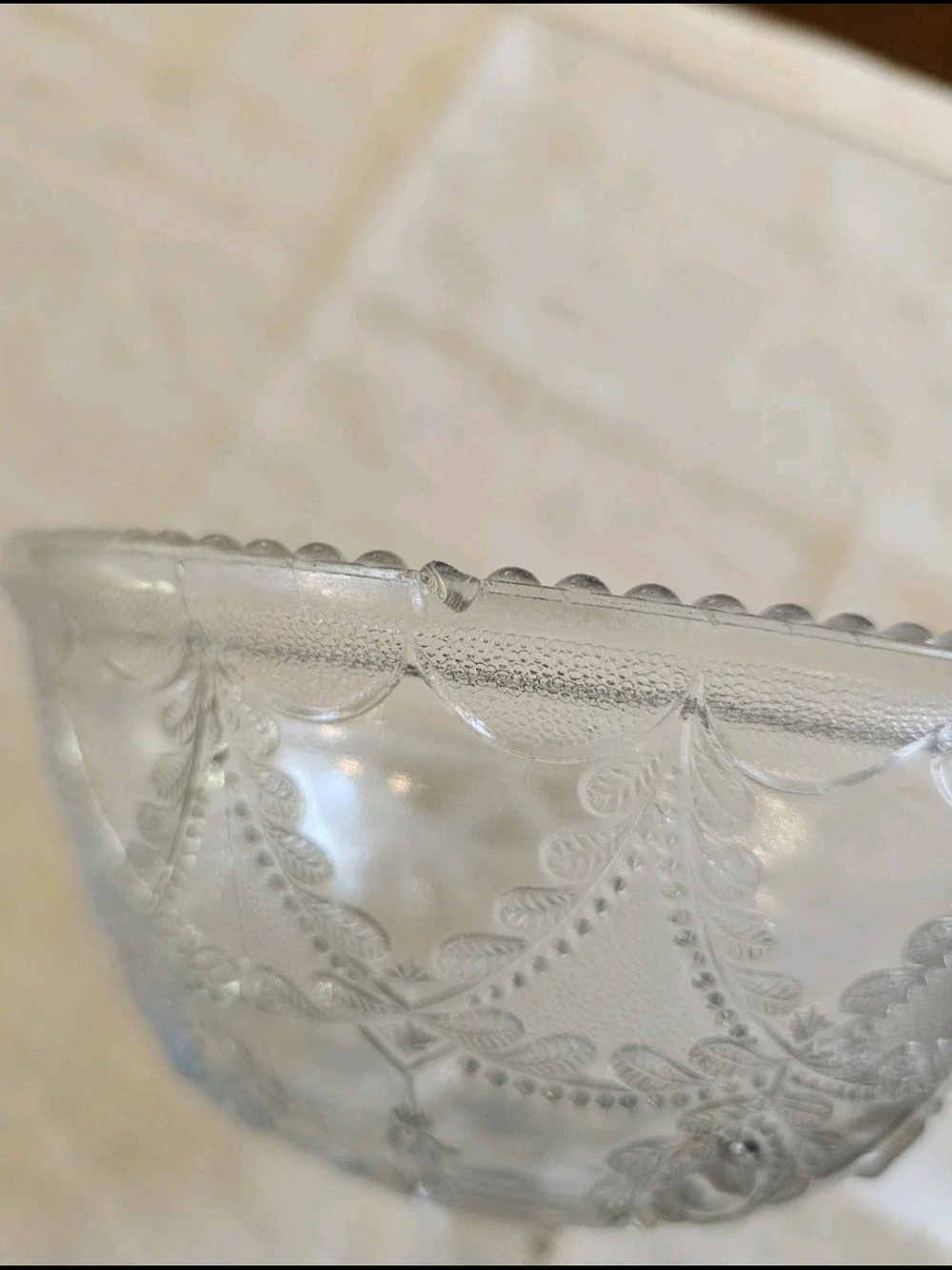 Antique Indiana Glass Teardrop & Tassel Clear Compote Pedestal Dish Candy Nut 6
